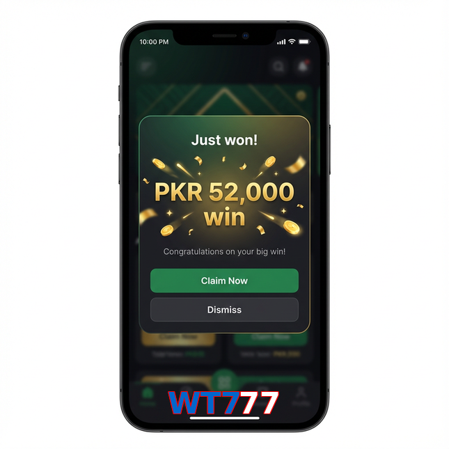 Main screen of WT777 win page for PK players